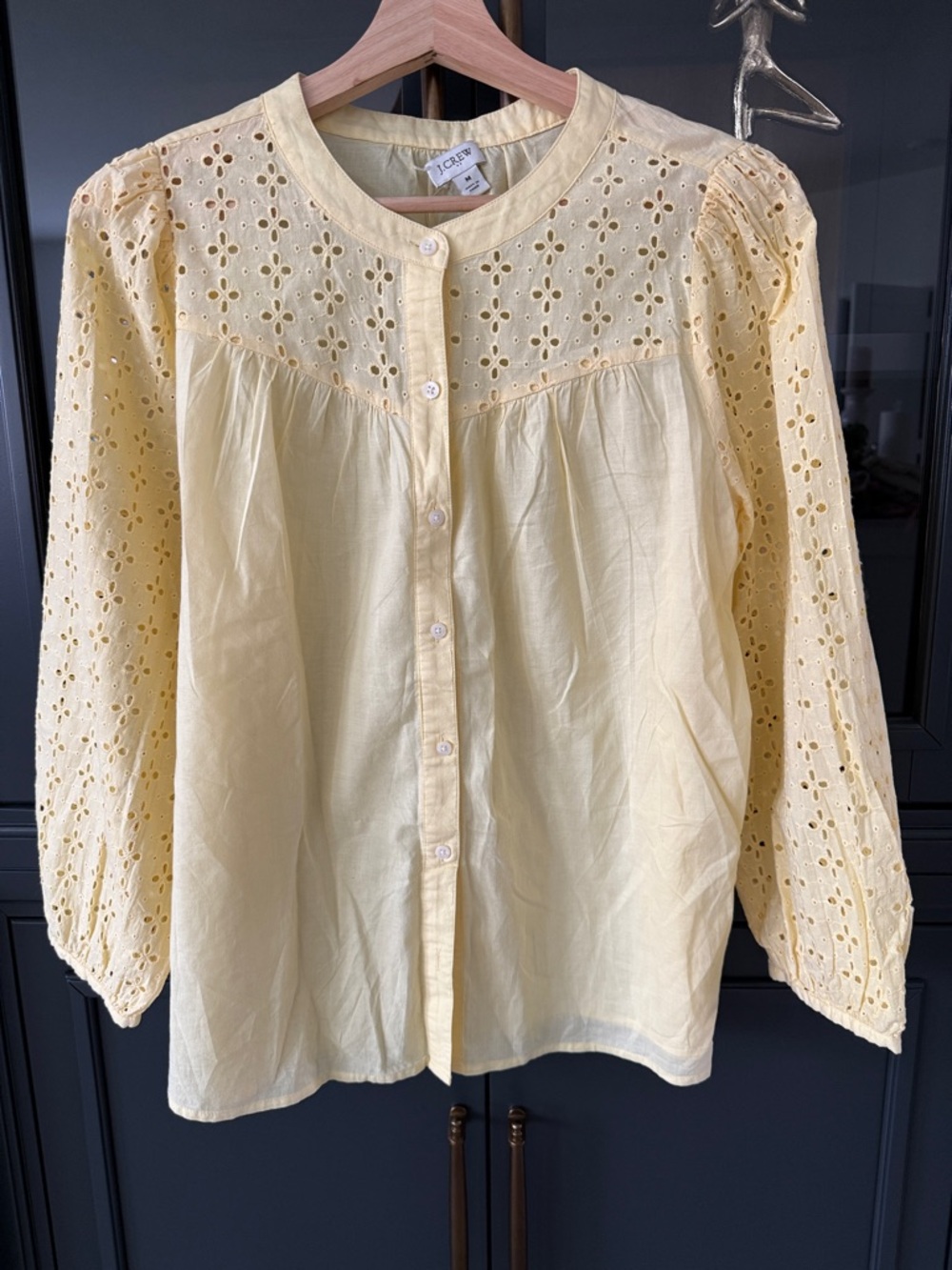 ‼️SOLD‼️J. Crew Pale Yellow Eyelet Button-Front Blouse